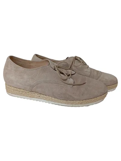 GABOR Damen Schnürschuhe Gr. 37.5 Beige Wildleder Espadrille Klassisch