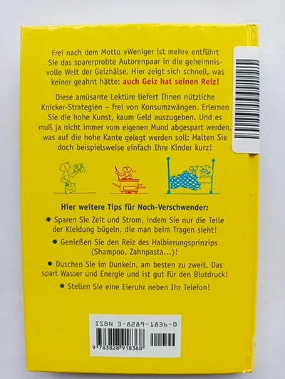 Hanneke van Veen Rob van Eeden Geizhals Humorbuch Sparen HC Deutsch