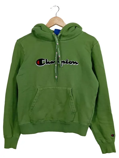 Champion Hoodie Damen Gr. S Grün Kapuzenpullover Logo Baumwolle