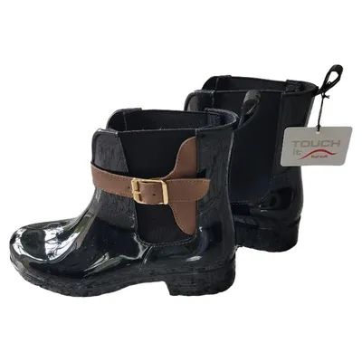 Tamaris Damen Gummistiefel Chelsea Boots Gr. 37 Schwarz Lack Touch it
