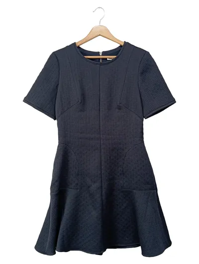 WHISTLES Damen Freizeitkleid Gr. 38/M Blau Elegant Strukturmuster Midikleid