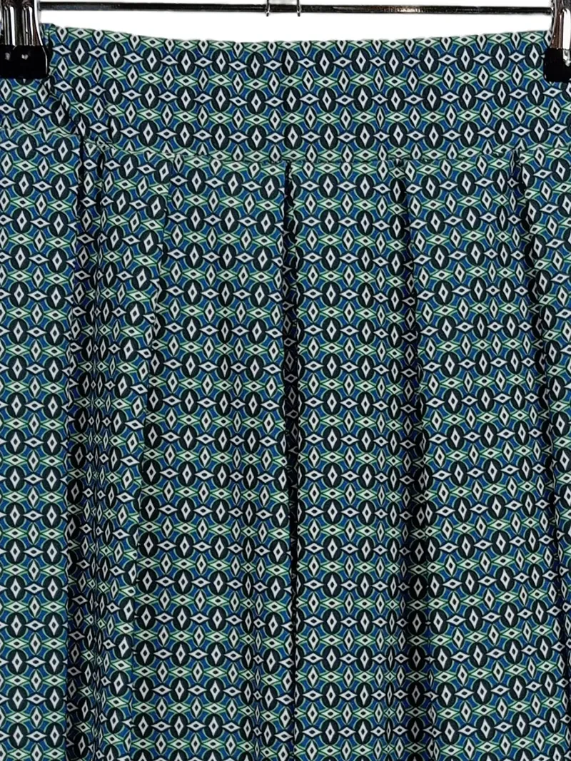 Anna Field Damen Faltenrock Gr. 36/S Blau Grün Geometrisch Midi 2