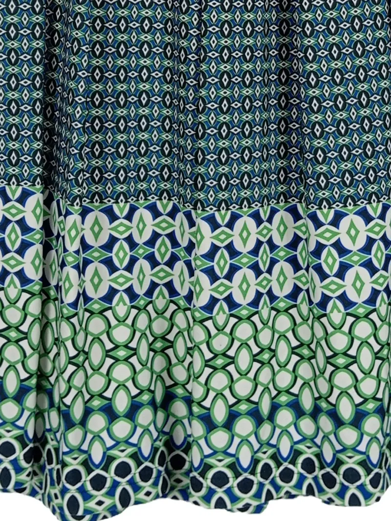 Anna Field Damen Faltenrock Gr. 36/S Blau Grün Geometrisch Midi 3