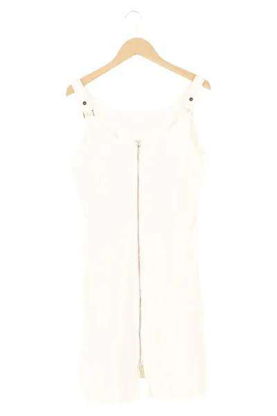 TUZZI Damen Etuikleid Gr. 42 XL Weiß Baumwolle Elasthan Reißverschluss Mini