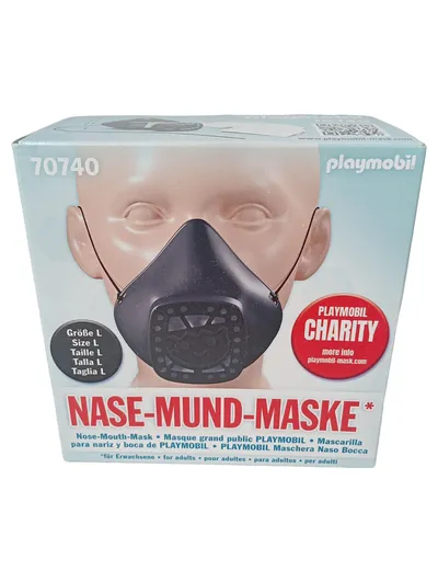 Playmobil Nase-Mund-Maske Größe L Schwarz Schutzmaske Mundschutz