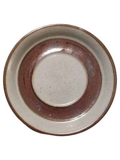 Knabstrup Keramik Essteller Vintage Beige Abstrakt Dänisch 15,5 cm