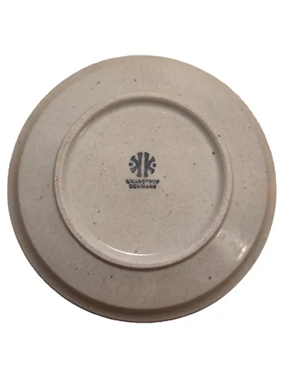 Knabstrup Keramik Essteller Vintage Beige Abstrakt Dänisch 15,5 cm