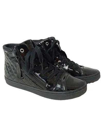 GEOX Kinder Sneaker low 34 Schwarz Lack-Optik Streetwear Elegant