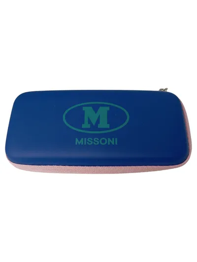 M MISSONI Brillenetui Damen Blau Logo-Print Etui Schutzhülle