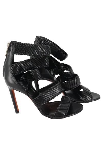 SANTONI Sandaletten Damen 37 Schwarz Elegant Modisch Leder High Heels
