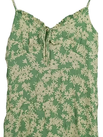 Mango Sommerkleid Damen S Grün Blumenmuster Trägerkleid Viskose
