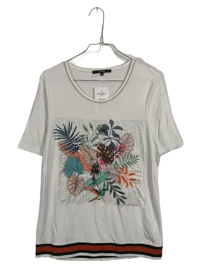 CLARINA COLLECTION Damen T-Shirt Gr. 38 Weiß Tropical Print Kolibri