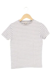 CYRILLUS Kinder T-Shirt Gr. 152 Grau Gestreift mit Schriftzug Kurzarm 1