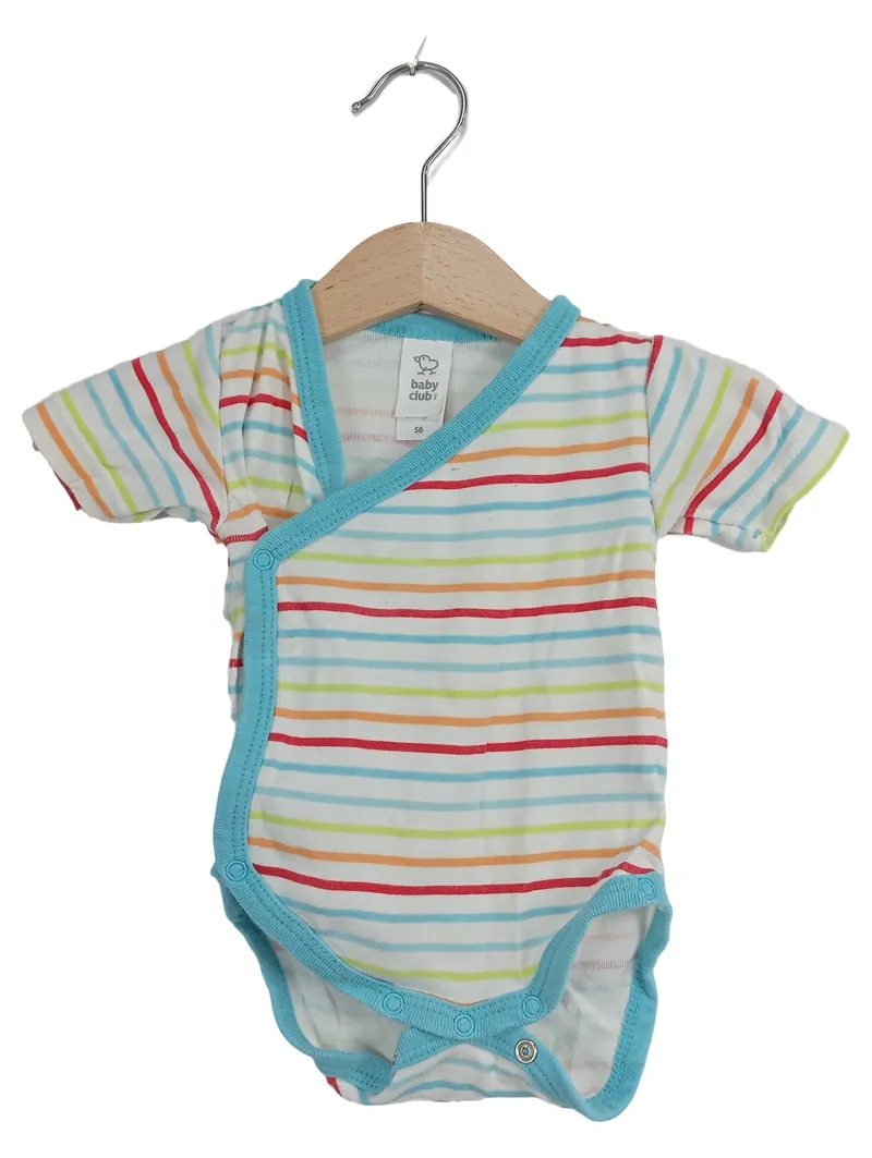 Baby Club Body Gr. 56 Kurzarm Gestreift Mehrfarbig Wickelbody Baumwolle 1
