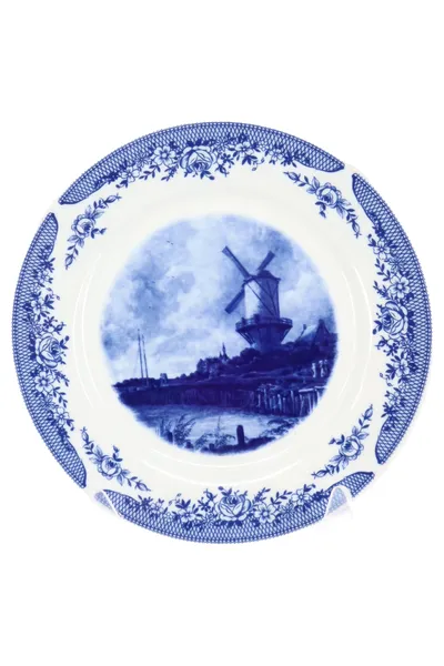 KAHLA Sammelteller Jacob van Ruisdael Windmühle Landschaft Porzellan Blau 23,5cm
