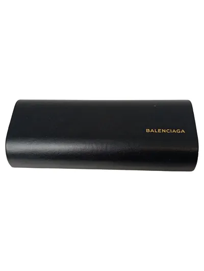 BALENCIAGA Brillenetui Damen Schwarz Logo-Print Etui 17x6 cm gebraucht