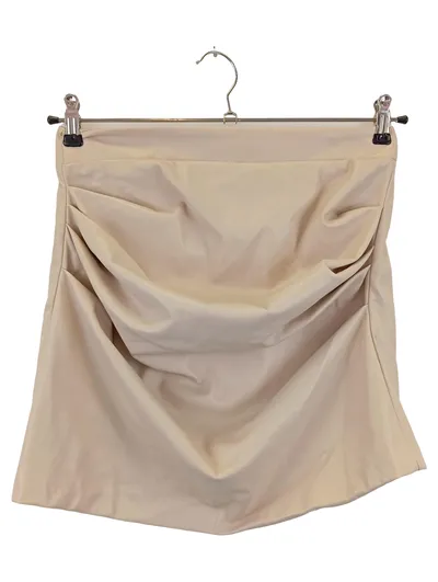 LUMINA Damen Lederrock Beige Gr. 38/M Elegant Minirock mit Raffungen