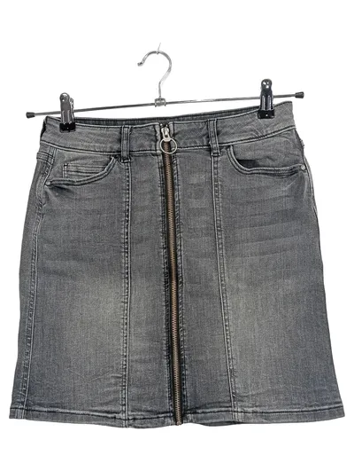 edc by Esprit Jeansrock Damen Gr. 34 Grau Reißverschluss Mini
