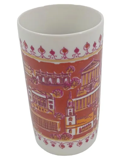 WALLENDORF 1764 Kaffeebecher Porzellan Mehrfarbig Klassisch Städte Motiv 10cm