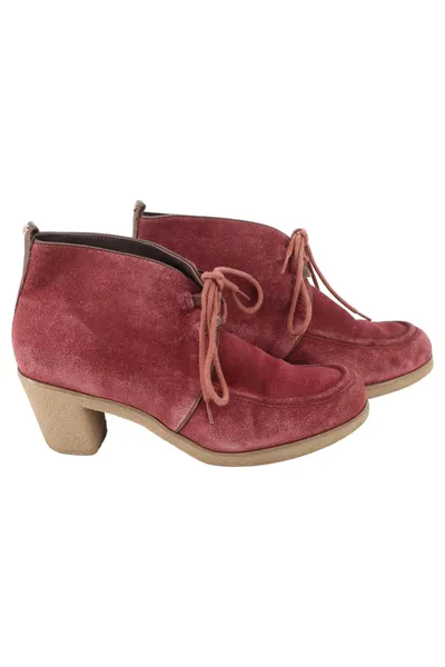 FLIP FLOP Stiefelette Damen Gr. 40 Rot Wildleder Vintage Schnürung