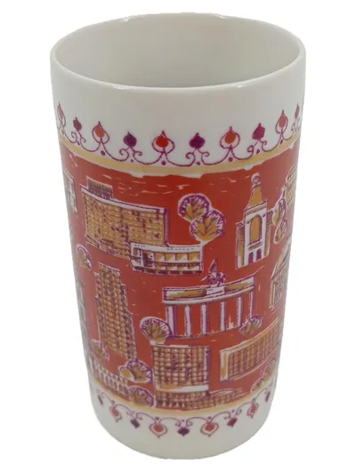 WALLENDORF 1764 Kaffeebecher Rot Vintage Porzellan Tasse Berühmte Plätze