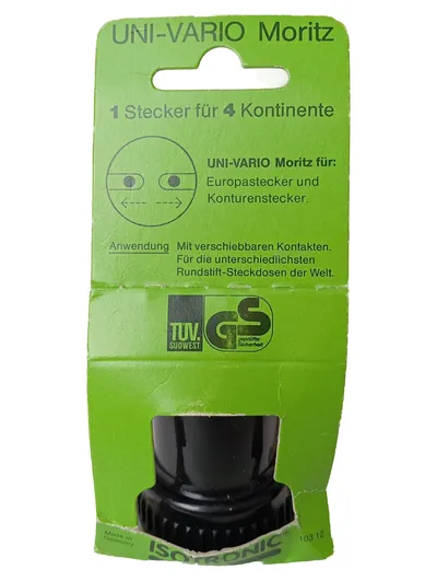 ISOTRONIC UNI-VARIO Moritz Reiseadapter Stecker für 4 Kontinente Schwarz