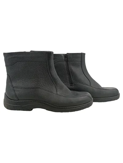 JOMOS Herren Stiefeletten Schwarz Leder Gr. 44 Reißverschluss Komfort