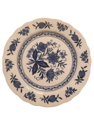 Winterling Wandteller Zwiebelmuster Porzellan Blumen Weiß 20 cm