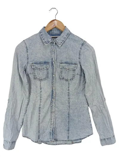 NOISY MAY Damen Freizeithemd Jeanshemd Blau Gr. 34/XS Casual Langarm