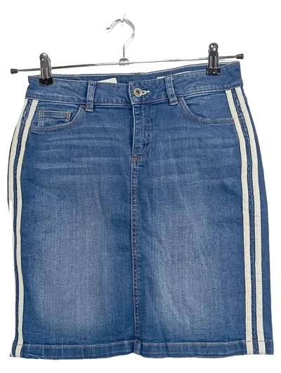 EDC by Esprit Jeansrock Damen Gr. 34 Blau Seitenstreifen Denim