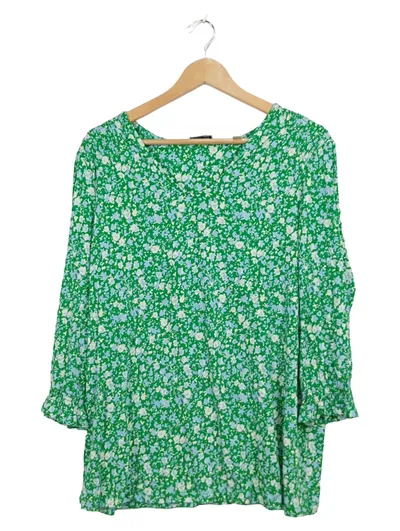 Tchibo Essentials Damen Bluse Blumenmuster Gr. 44/46 Grün Viskose