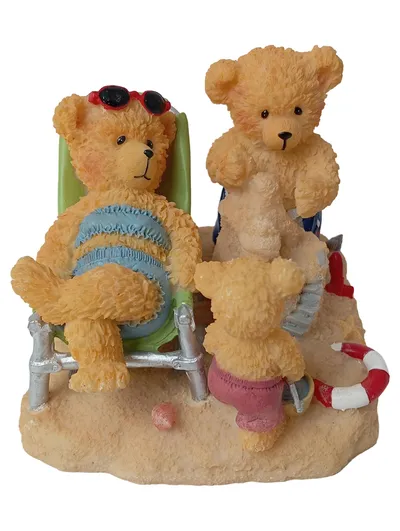 LOVABLE Dekofigur Teddybär Familie Strand Urlaub Beige 7cm