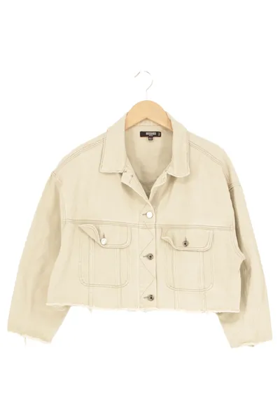 MISSGUIDED Damen Leichte Jacke Beige Streetwear Casual Gr. 34;XS