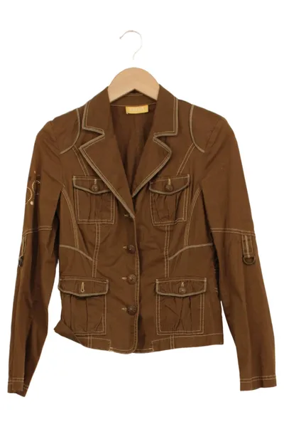 BIBA Damen Blazer Gr. 38 M Braun Baumwolle Elasthan Casual Business