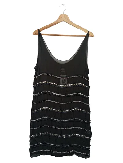 BY MALENE BIRGER Blusenkleid Damen 34/XS Schwarz Vintage Elegant Nieten
