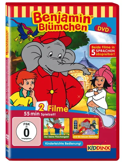 Benjamin Blümchen DVD - 2 Filme: Flaschengeist & blaue Elefanten Kinder FSK 0