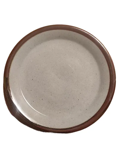 Knabstrup Keramik Unterteller Vintage Beige Strukturmuster 20 cm