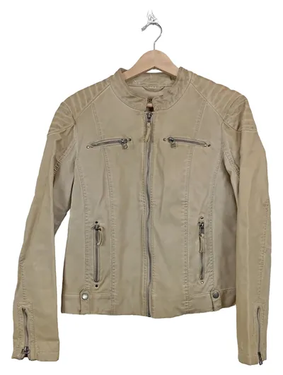 Lisa Tossa Damen Kunstlederjacke Beige Gr. 38/M Modern Freizeit