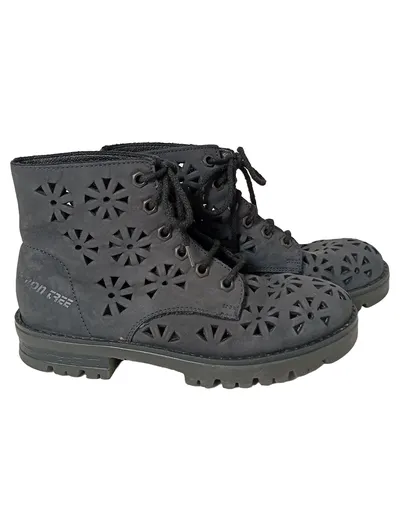 RIEKER Kinder Schnürschuhe Gr. 33 Schwarz Lochmuster Boots Streetwear