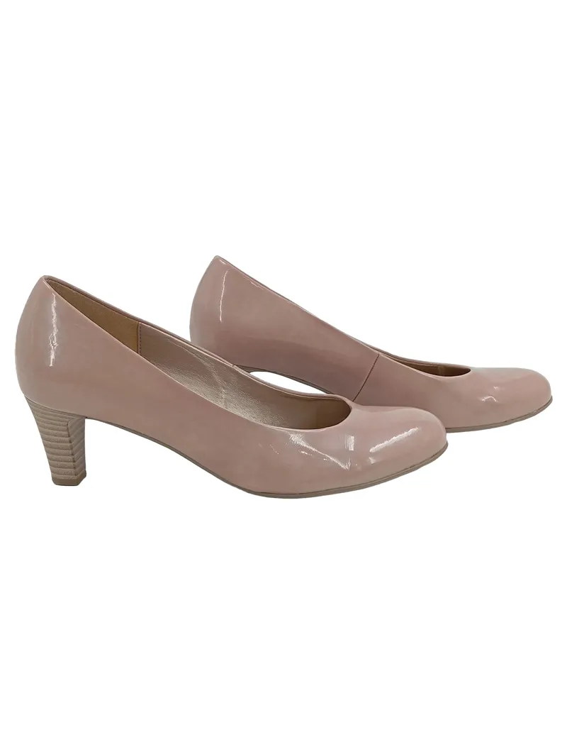 Gabor Pumps Damen Gr. 37 Beige Lackleder Blockabsatz Elegant 1