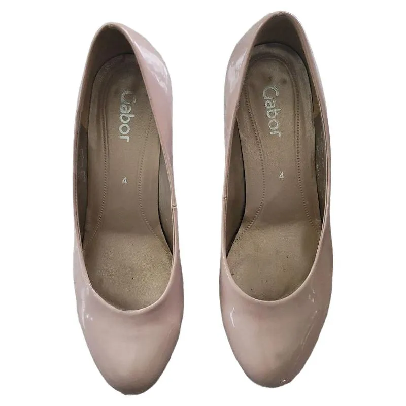 Gabor Pumps Damen Gr. 37 Beige Lackleder Blockabsatz Elegant 5