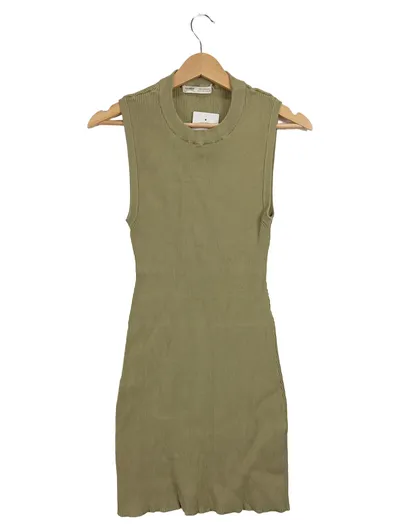 Pull&Bear Strickkleid ärmellos Damen Gr. 40/L Grün Casual Rippstrick