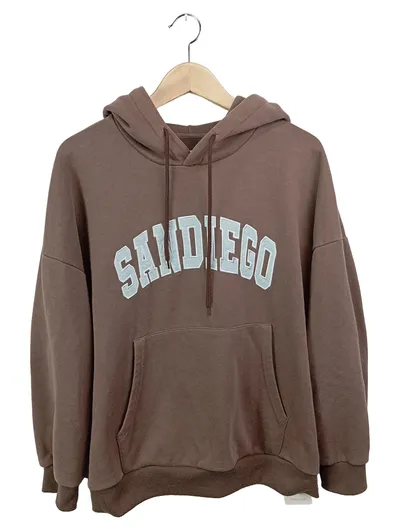 DAZY Kapuzenpullover Damen Gr. 40/L Braun Oversized Hoodie San Diego