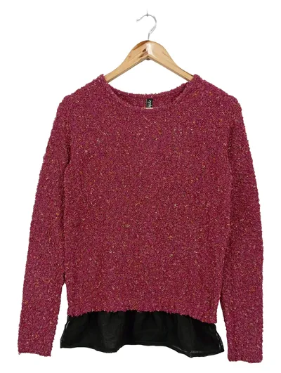 COLOURS & SONS Pullover Damen Rot Strukturmuster Langarm Gr. 34 XS
