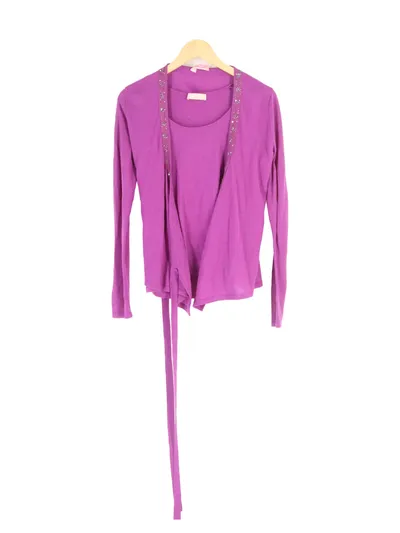 ST. EMILE Twin Set Damen Gr. 38/M Lila Elegant Casual Cardigan Top