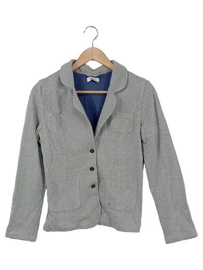FLG Damen Blazer Gr. 36/S Grau Baumwolle Klassisch Casual Jacke