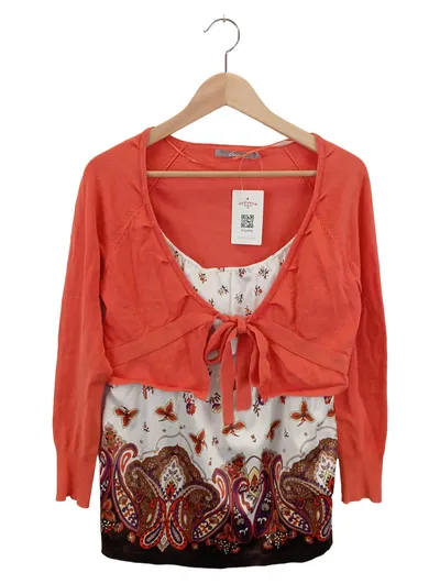 ETAM Damen Bluse mit Cardigan Rot Paisley Muster Gr. 36/S Charmant