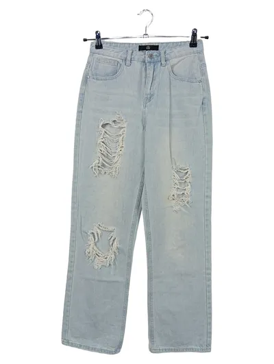 MISSGUIDED Damen Destroyed Jeans Gr. 38 (UK 10) Blau Casual Ripped Denim Hose