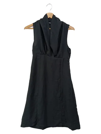 St. Martins Damen Kleid Gr. 36/S Schwarz Elegant Wasserfallkragen Festlich