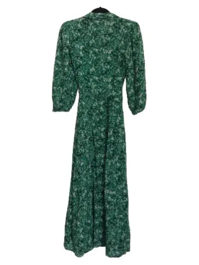ZARA Damen Blusenkleid S Grün Blumenmuster Maxikleid Feminin